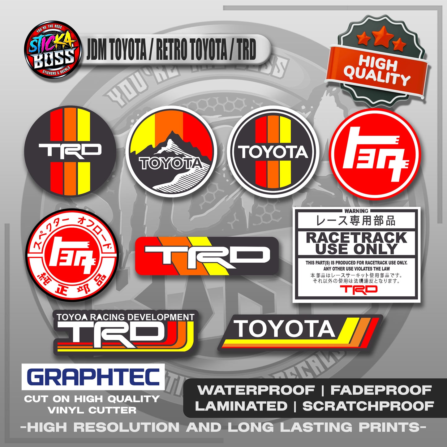 JDM TOYOTA / RETRO TOYOTA / TRD | VINYL WATERPROOF STICKER | PREMIUM LAMINATED【PRINTED】
