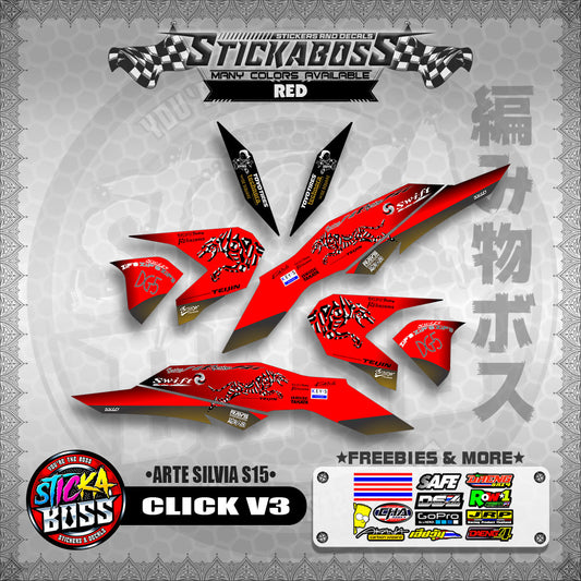 CLICK V3 STICKER DECALS ( ARTE SILVIA S15 )【WITH FREEBIES】