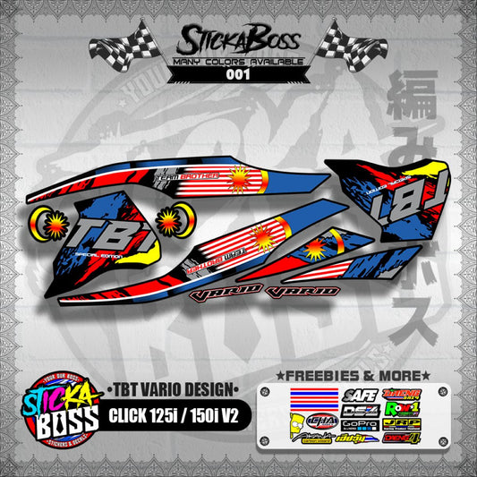 CLICK 125i / 150i V2 MALAYSIAN DECALS ( TBT VARIO DESIGN )【WITH FREEBIES】