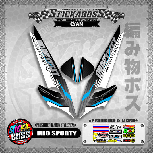 MIO SPORTY STICKER DECALS ( PROSTREET CARBON STYLE 2025 )【WITH FREEBIES】