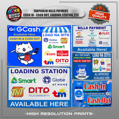 TARPAULIN BILLS PAYMENT, CASH IN - CASH OUT, ETC. |  TARPAULIN HIGH RESOLUTION PRINT【STICKABOSS】