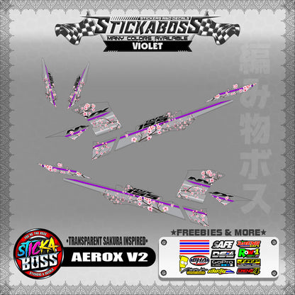 【PREMIUM UV PRINT】TRANSPARENT AEROX 155 V2 ( SAKURA INSPIRED )【WITH FREEBIES】