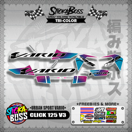 CLICK 125 V3 DECALS ( URBAN SPORT VARIO )【WITH FREEBIES】