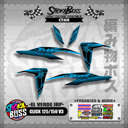 CLICK 125 / 150 V3 DECALS ( EL VERDE JRP )【WITH FREEBIES】