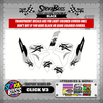 CLICK V3 DECALS ( TRANSPARENT HAYABUSA JDM )【WITH FREEBIES】