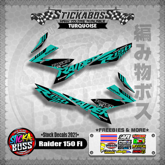 Suzuki Raider 150 Fi Stock Decals 2021 (TURQUOISE)【PREMIUM GLOSSY LAMINATED】