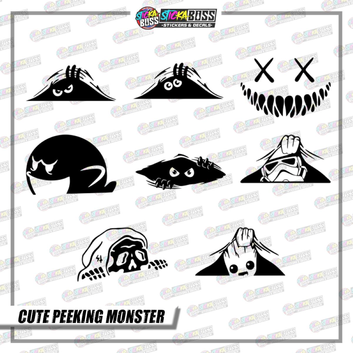 CUTE PEEKING MONSTER ( VINYL CUT-OUT STICKER DECALS )【Stickaboss】