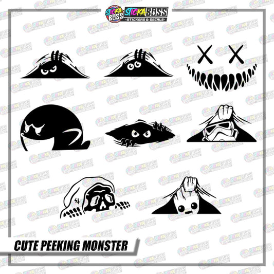 CUTE PEEKING MONSTER ( VINYL CUT-OUT STICKER DECALS )【Stickaboss】