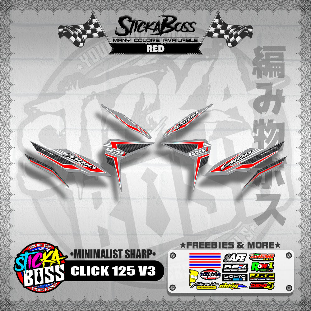 CLICK 125 V3 DECALS ( MINIMALIST SHARP )【WITH FREEBIES】