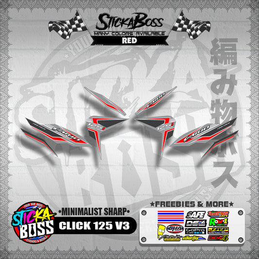 CLICK 125 V3 DECALS ( MINIMALIST SHARP )【WITH FREEBIES】