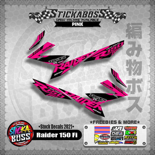 Suzuki Raider 150 Fi Stock Decals 2021 (PINK)【PREMIUM GLOSSY LAMINATED】