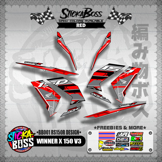WINNER X 150 V3 DECALS ( BB001 RS150R DESIGN )【WITH FREEBIES】