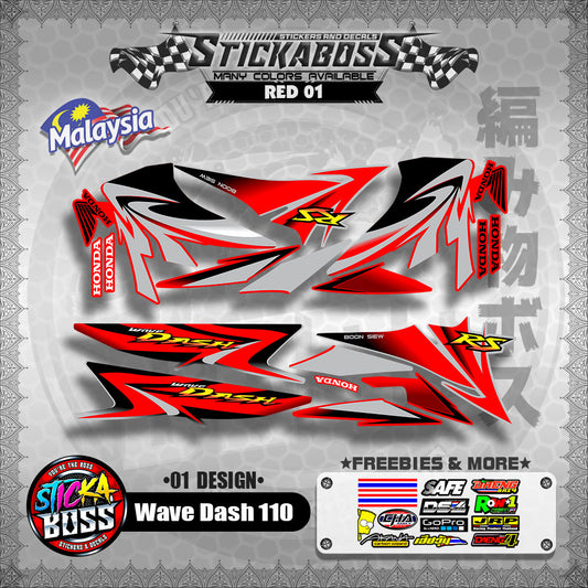 Honda Wave Dash 110 Malaysian Decals ( 01 Design ) Malaysia Concept【WITH FREEBIES】