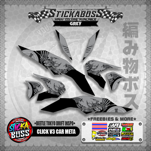 CLICK V3 CAR META DECALS ( BEETLE TOKYO DRIFT INSPO )【WITH FREEBIES】