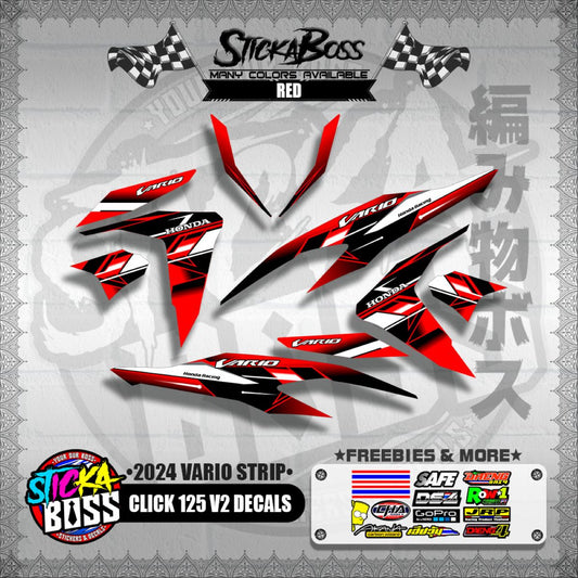 CLICK 125 V2 DECALS ( 2024 VARIO STRIP )【WITH FREEBIES】