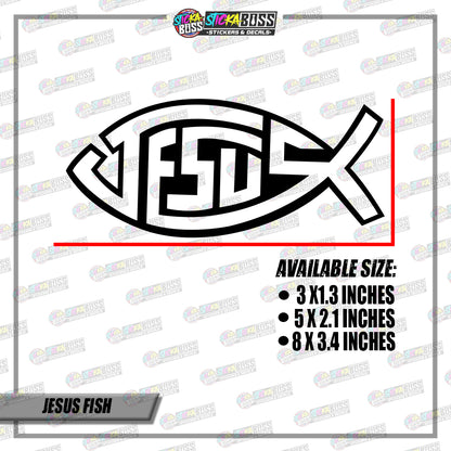 JESUS FISH (VINYL CUT-OUT STICKER DECALS )【Stickaboss】