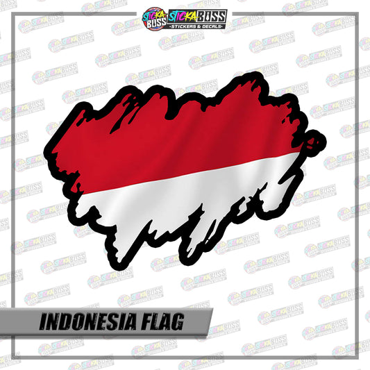 INDONESIA FLAG STICKER | VINYL WATERPROOF STICKER |【PRINTED】