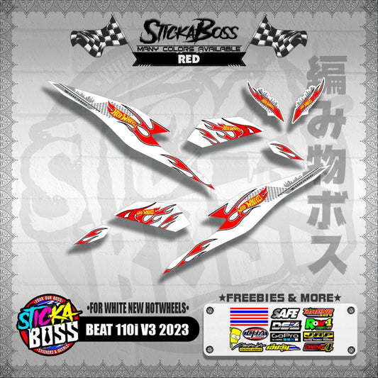 BEAT 110i V3 2023 DECALS ( FOR WHITE NEW HOTWHEELS )【WITH FREEBIES】