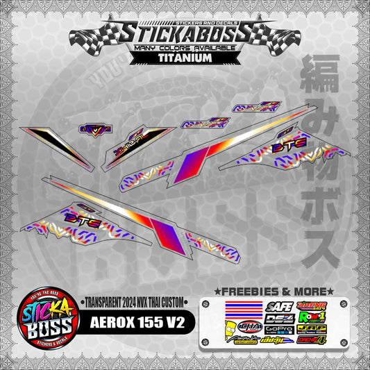 【PREMIUM UV PRINT】TRANSPARENT AEROX 155 V2 DECALS ( 2024 NVX THAI CUSTOM )【WITH FREEBIES】