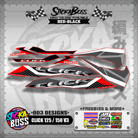CLICK 125 / 150 V3 STOCK DECALS ( 003 DESIGNS )【WITH FREEBIES】