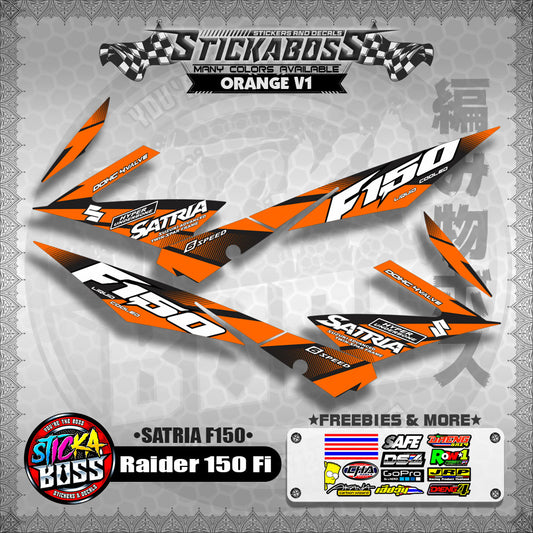 Suzuki Raider 150 Fi Stock Decals ORANGE (Satria F150)【PREMIUM GLOSSY LAMINATED】