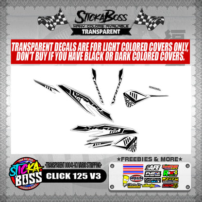 CLICK 125 V3 DECALS ( TRANSPARENT 00041-V3 VARIO STRIPPING ) 【WITH FREEBIES】