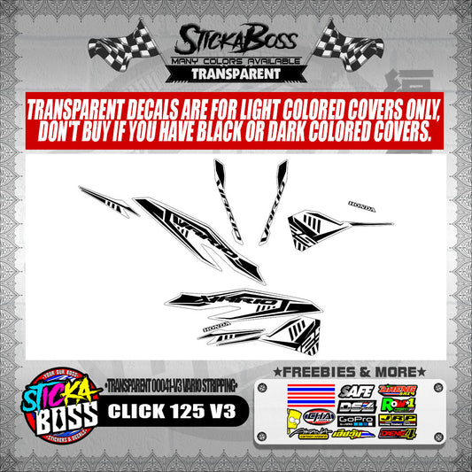 CLICK 125 V3 DECALS ( TRANSPARENT 00041-V3 VARIO STRIPPING ) 【WITH FREEBIES】