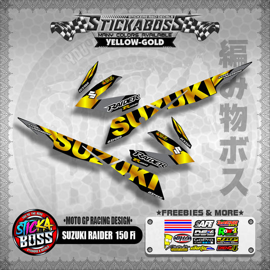 Suzuki Raider 150 Fi Decals YELLOW-GOLD ( MotoGP Racing Design )【WITH FREEBIES】