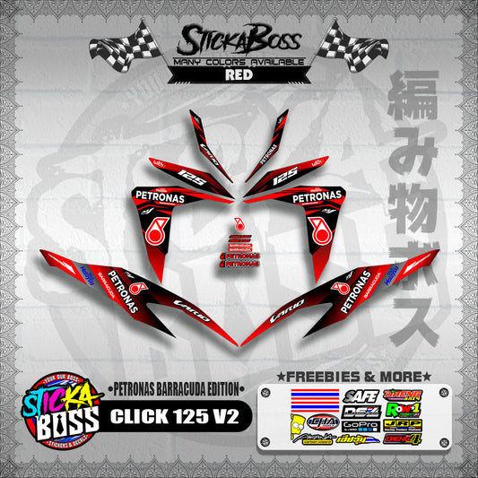 CLICK 125 V2 DECALS ( PETRONAS BARRACUDA EDITION )【WITH FREEBIES】