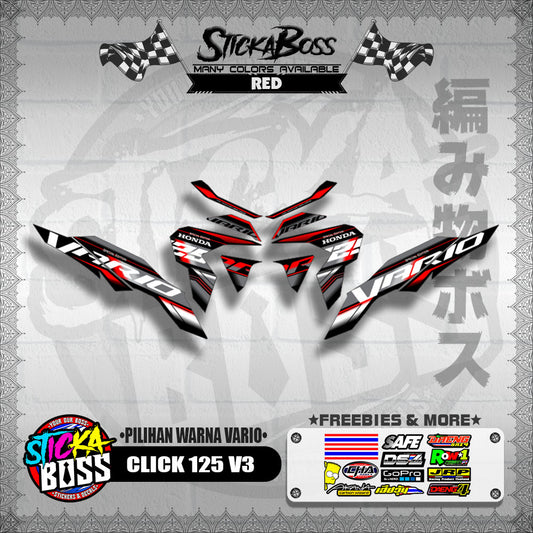 CLICK 125 V3 MALAYSIAN DECALS ( PILIHAN WARNA VARIO )【WITH FREEBIES】