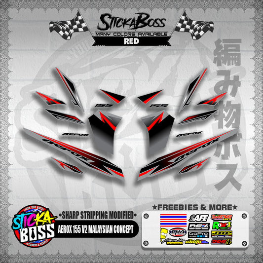AEROX 155 V2 MALAYSIAN CONCEPT DECALS ( SHARP STRIPPING MODIFIED )【WITH FREEBIES】