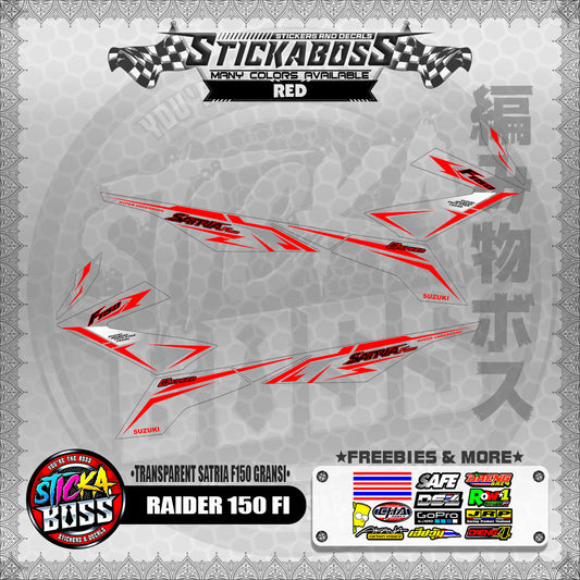 [ PREMIUM UV PRINT ] TRANSPARENT RAIDER 150 FI STICKER DECALS ( SATRIA F150 GARANSI )【WITH FREEBIES】