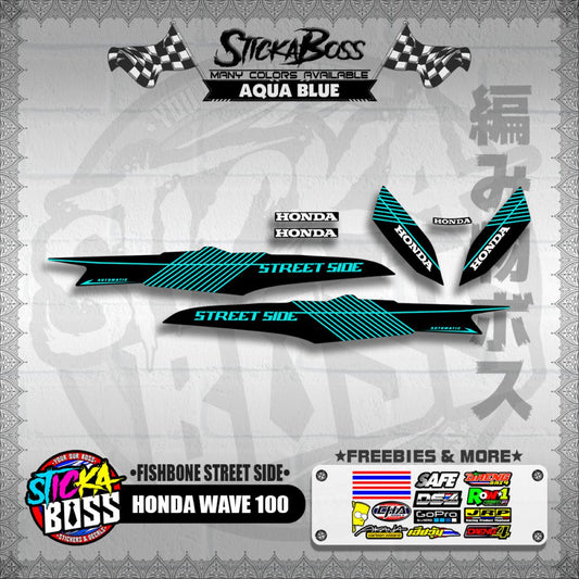 HONDA WAVE 100 DECALS ( FISHBONE STREET SIDE )【WITH FREEBIES】
