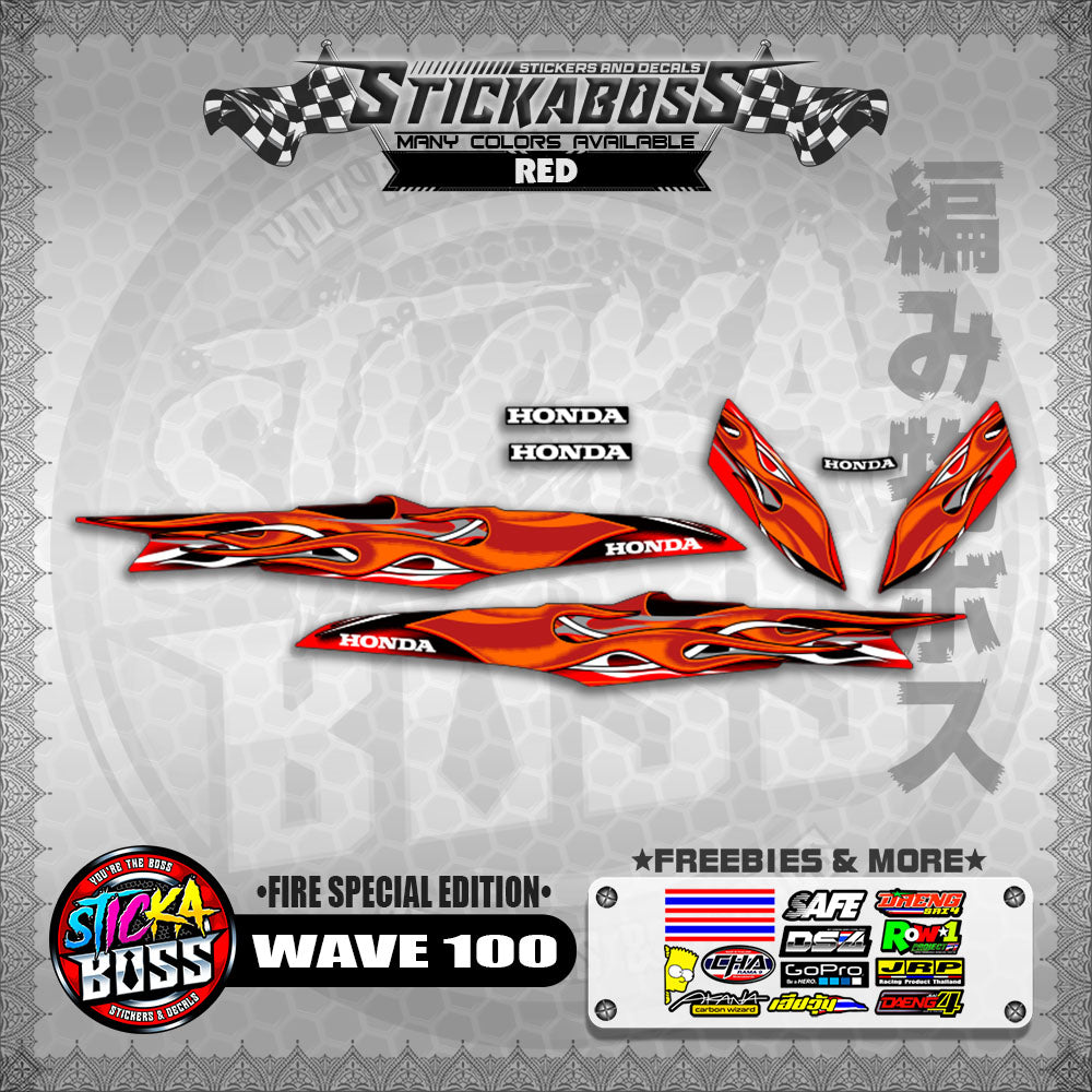 WAVE 100 STICKER DECALS ( FIRE SPECIAL EDITION )【WITH FREEBIES】