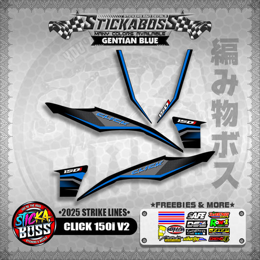 CLICK 150i V2 STICKER DECALS ( 2025 STRIKE LINES )【WITH FREEBIES】