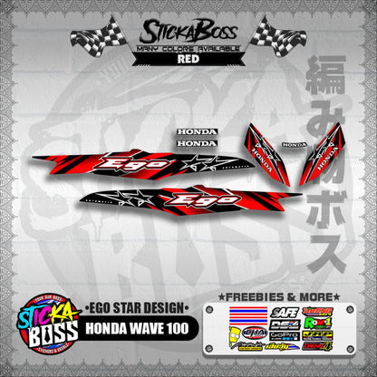 HONDA WAVE 100 DECALS ( EGO STAR DESIGN )【WITH FREEBIES】
