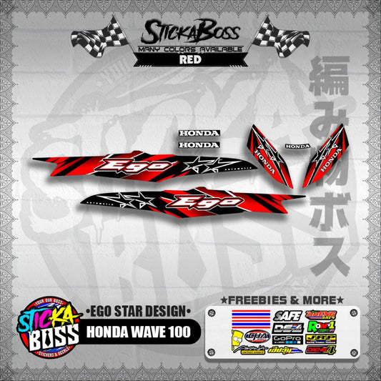 HONDA WAVE 100 DECALS ( EGO STAR DESIGN )【WITH FREEBIES】