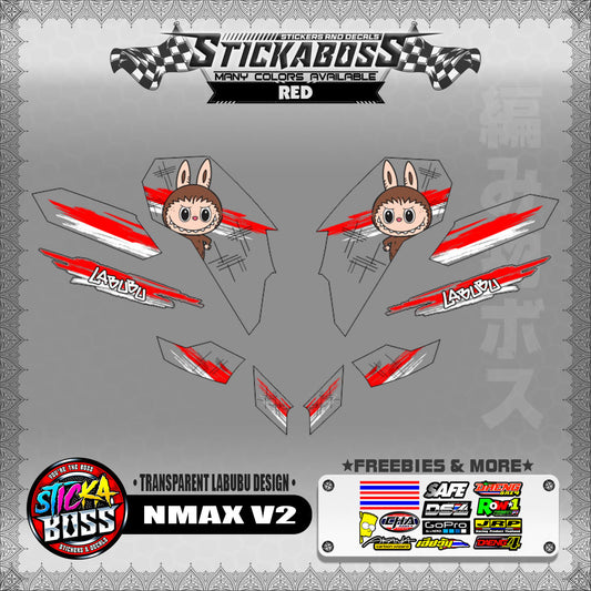 【PREMIUM UV PRINT】TRANSPARENT NMAX V2 STICKER DECALS ( LABUBU DESIGN )【WITH FREEBIES】