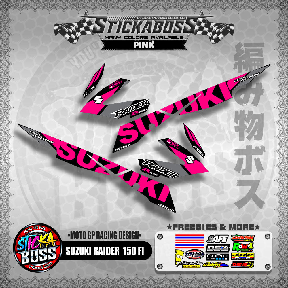 Suzuki Raider 150 Fi Decals PINK ( MotoGP Racing Design )【WITH FREEBIES】