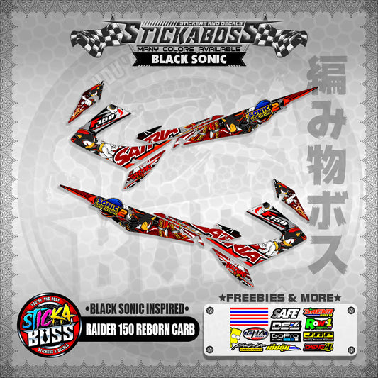 RAIDER 150 REBORN CARB STICKER DECALS ( BLACK SONIC INSPIRED )【WITH FREEBIES】