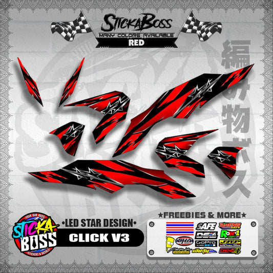 CLICK V3 DECALS ( LED STAR DESIGN )【WITH FREEBIES】