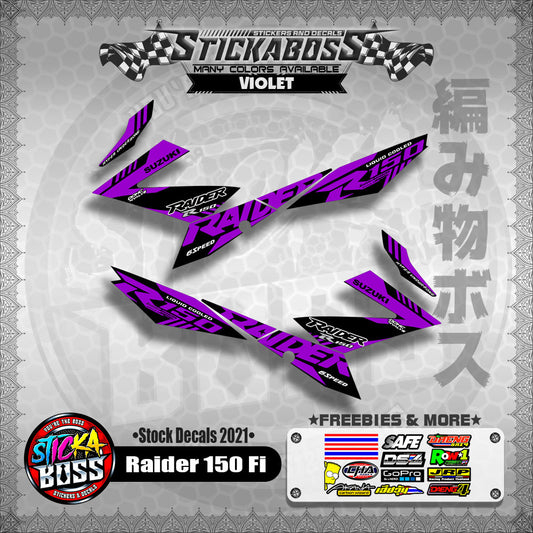 Suzuki Raider 150 Fi Stock Decals 2021 (VIOLET)【PREMIUM GLOSSY LAMINATED】