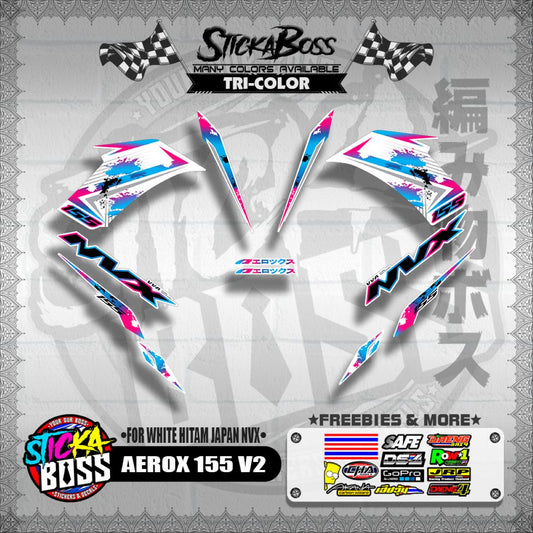 AEROX 155 V2 DECALS ( FOR WHITE HITAM JAPAN NVX 2023 )【WITH FREEBIES】