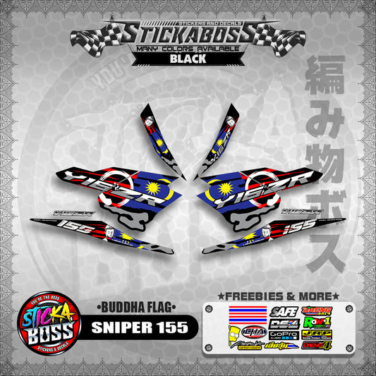 SNIPER 155 MALAYSIAN STICKER DECALS ( BUDDHA FLAG )【WITH FREEBIES】