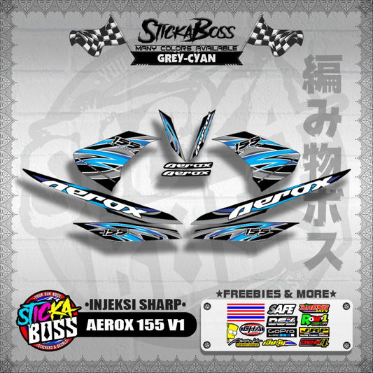AEROX 155 V1 DECALS ( INJEKSI SHARP )[ PREMIUM GLOSSY LAMINATED ]【WITH FREEBIES】