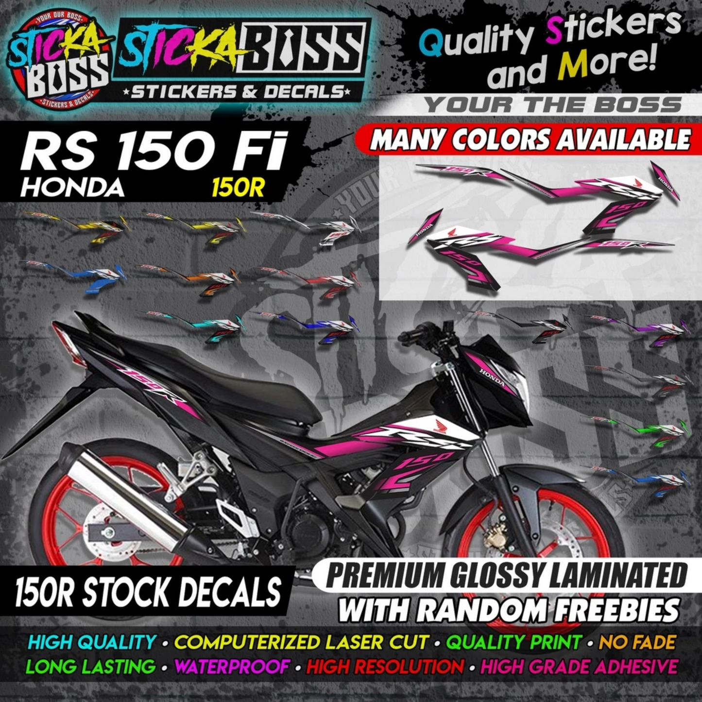 RS 150 FI Decals (R150 Stock Decals)【PREMIUM GLOSSY LAMINATED】