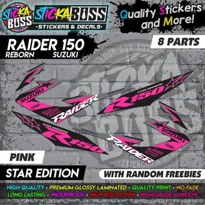 Raider 150 Reborn - PINK (Star Edition) Decal Design [8 Parts]【PREMIUM GLOSSY LAMINATED】