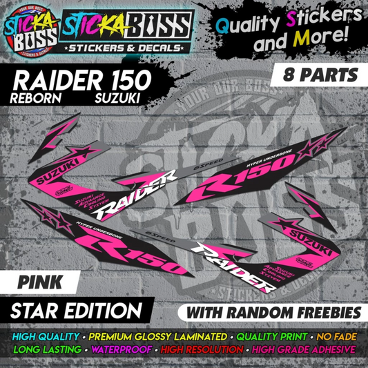 Raider 150 Reborn - PINK (Star Edition) Decal Design [8 Parts]【PREMIUM GLOSSY LAMINATED】