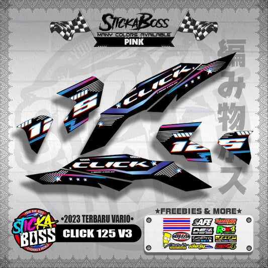 CLICK 125 V3 DECALS ( 2023 TERBARU VARIO ) [ PREMIUM GLOSSY LAMINATED ]【WITH FREEBIES】