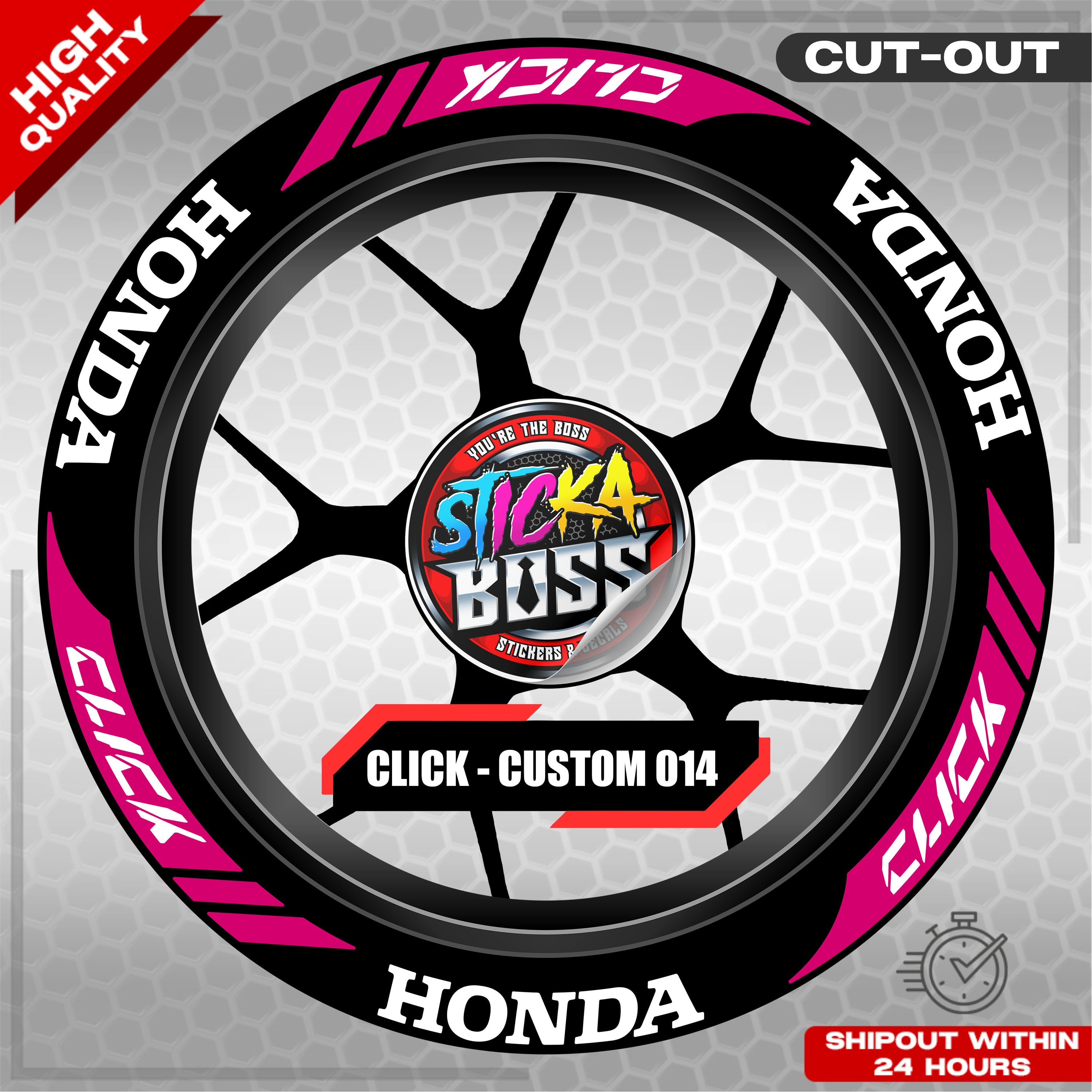 Wheel Sticker Click CLICK 125 / 150 / 160 MAG STICKER SET ( 2 MAGS ) - CUSTOM 014 | VINYL ...